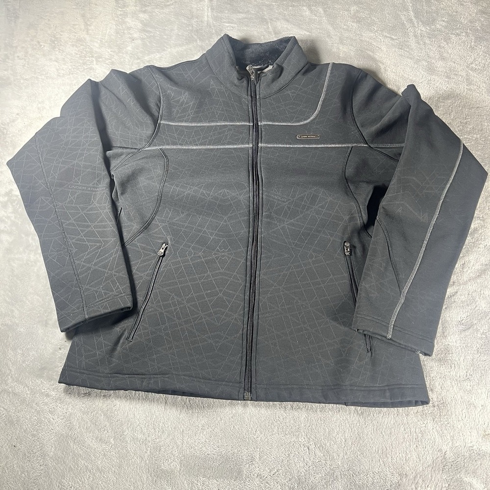 Under Armour Jacket Womens‎ XL Black Full Zip Casual Logos